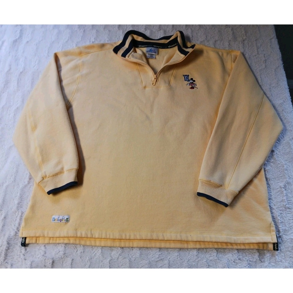 Vintage Minnie Mouse Disneyland Resort Sweatshirt 2XL Embroidered ¼ Zip Pullover